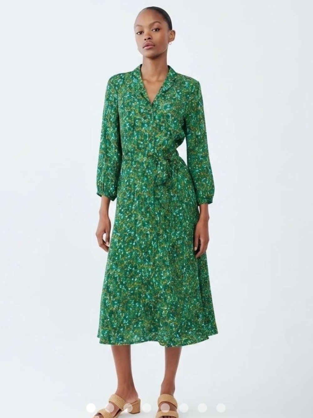 Talbots Ditsy Floral Midi Shirt Dress Long Sleeve Belted Pockets 12